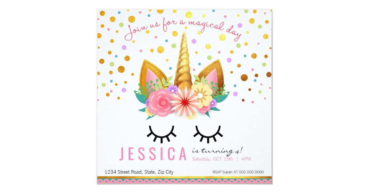 juegos decorar fiestas de 15 años tarjeta fiesta floral del unicornio del oro zazzle es juegos decorar fiestas de 15 años tarjeta fiesta floral del unicornio del oro zazzle es