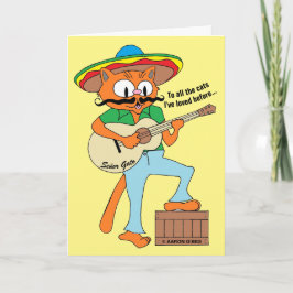 Tarjeta Fiesta Gato Cinco De Mayo Divertido En Blanco Por 