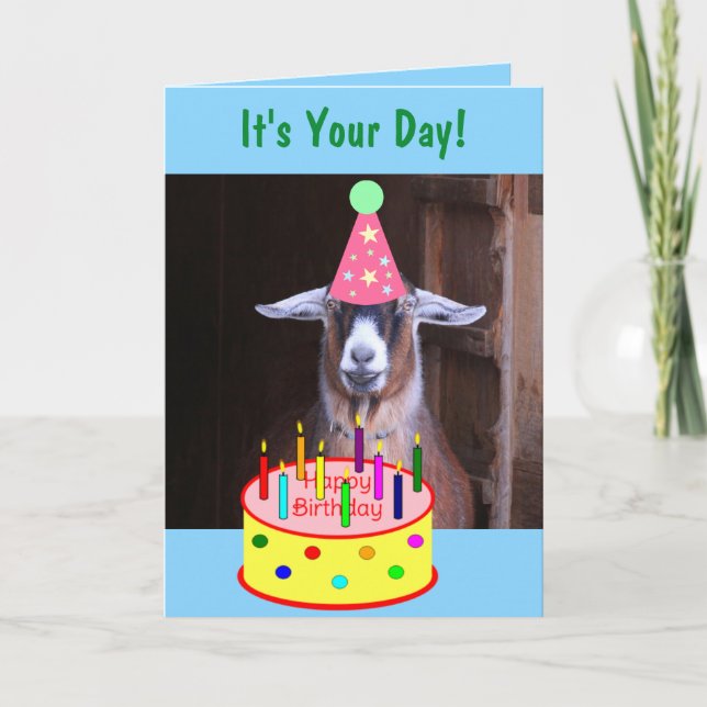 Tarjeta Fiesta Goat Silly Cumpleaños (Anverso)