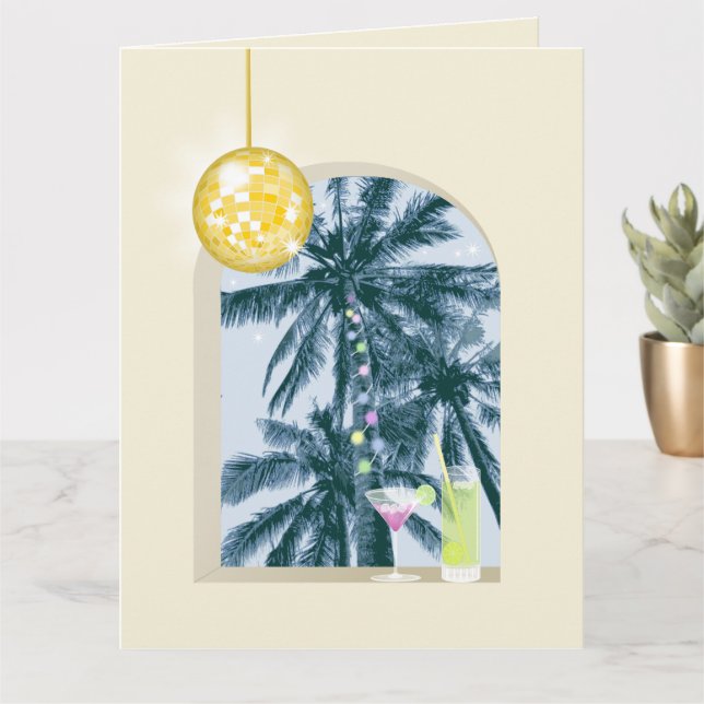 Tarjeta Fiesta ilumina cócteles Disco palmas de bola en am (Planta pequeña)