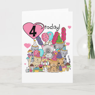 Tarjeta Fiesta Kittens 4ª camiseta de cumpleaños y regalos