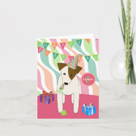 Tarjeta fiesta lindo personalizado de perro chica JRT feli