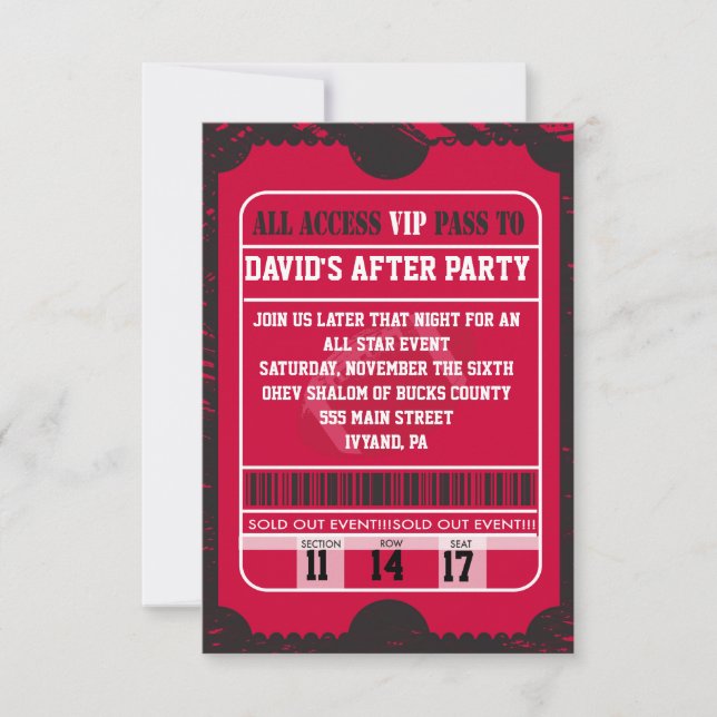 Tarjeta Fiesta Mitzvah Spletter Bar (Anverso)