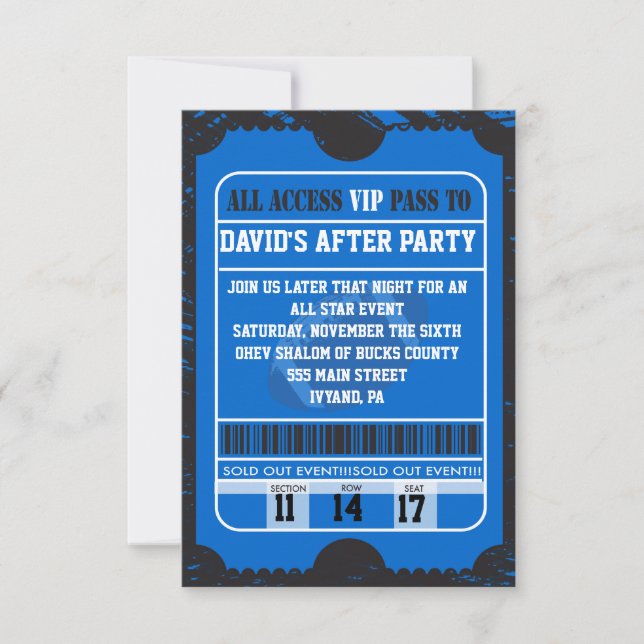 Tarjeta Fiesta Mitzvah Spletter Bar (Anverso)