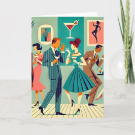 Tarjeta Fiesta moderno de mediados del siglo XX El baile M