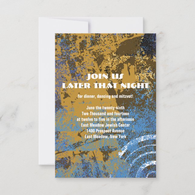 Tarjeta Fiesta Mogen David Circular Star Bar Mitzv (Anverso)