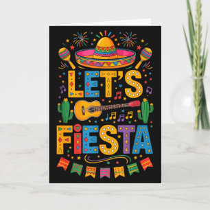 Tarjeta Fiesta Musical Sombrero Divertida Guitarra Cinco D