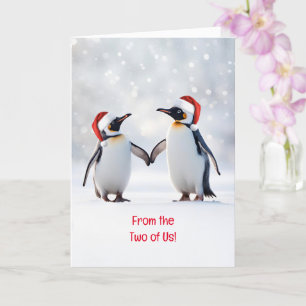 Tarjeta Fiesta navideña de los dos pingüinos ricos