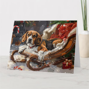 Tarjeta Fiesta Navideña del Perro Beagle