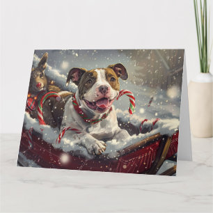 Tarjeta Fiesta Navideña del Perro Staffordshire Americano