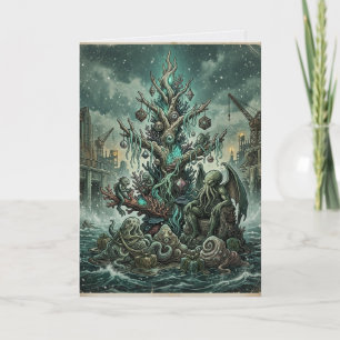 Tarjeta Fiesta Navideña Espeluznante de Cthulhu