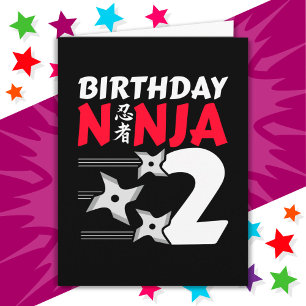Tarjeta fiesta Ninja de 2 años de edad celebra segundo ani