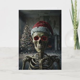 Tarjeta Fiesta Oscura Esqueleto de Santa Navidad Embrujada