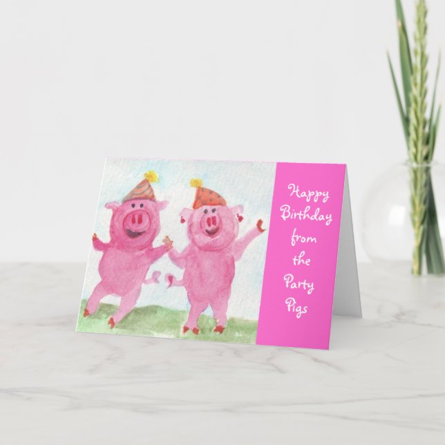 Tarjeta Fiesta Pigs le desea feliz cumpleaños (Anverso)