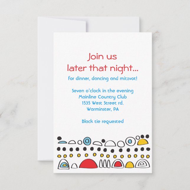 Tarjeta Fiesta POP ART SCRIBBLY Bat Mitzvah (Anverso)