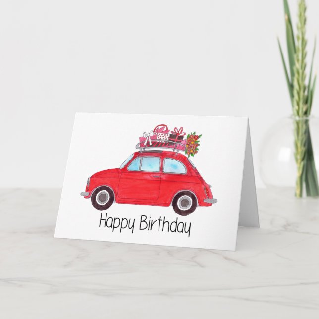 Tarjeta Fiesta Retro Rojo 500 Cumpleaños (Anverso)