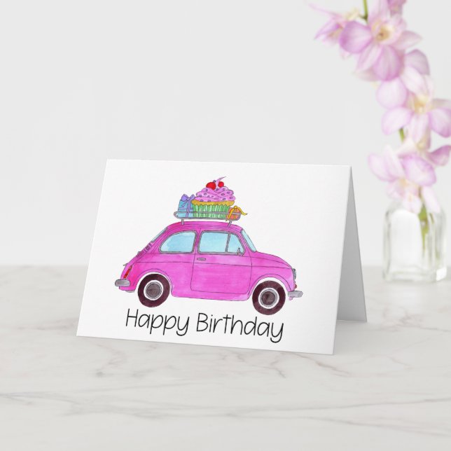 Tarjeta Fiesta Retro Rosa 500 Cumpleaños (Orquídea)