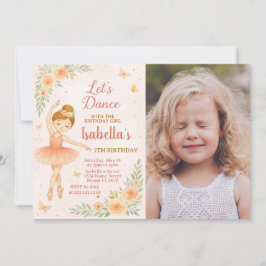 Tarjeta Fiesta rosa editable para Chicas con foto