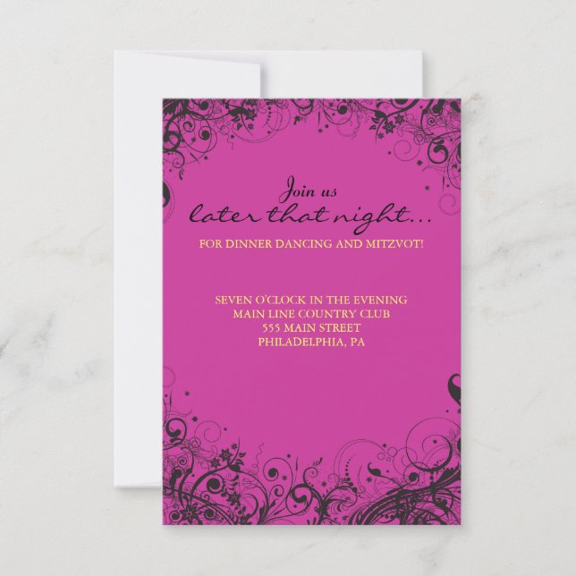 Tarjeta Fiesta SPIRALS & STARS Bat Mitzvah (Anverso)