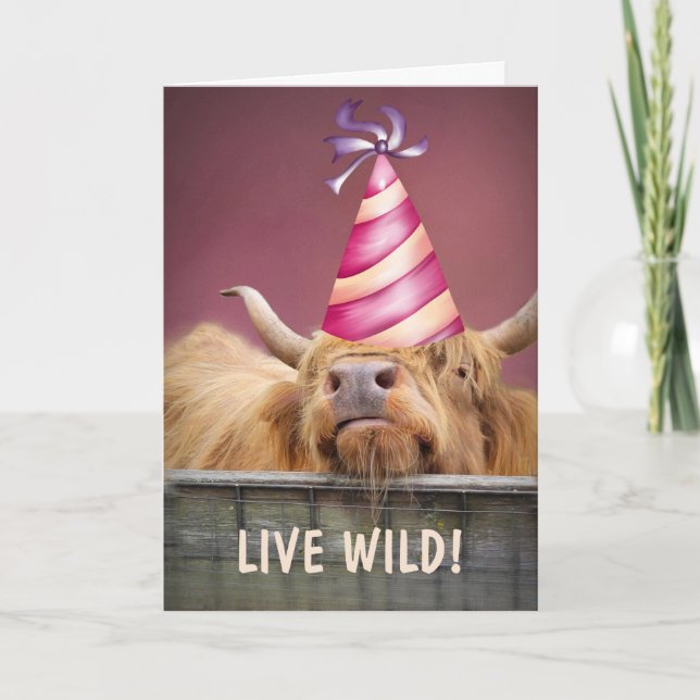 Tarjeta Fiesta Steer Live Wild Birthday (Anverso)