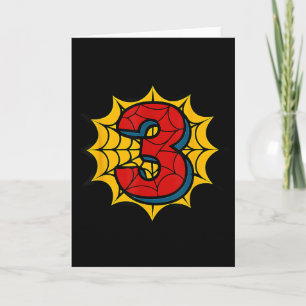 Tarjeta Fiesta tema araña cumpleaños 3 niños 3 años