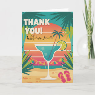 Tarjeta Fiesta Tropical de Playa Gracias Cóctel Verano