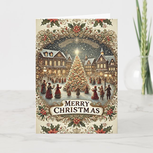 Tarjeta Fiestas alegres de Navidad, (Anverso)