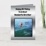 Tarjeta Fiestas de cumpleaños de Brother, tema de pesca,<br><div class="desc">La imagen es un diseño temático de cumpleaños para la pesca para tu hermano</div>