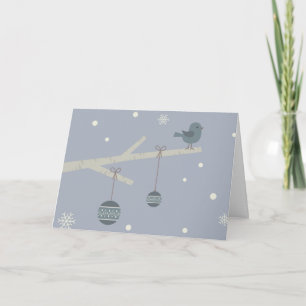 Tarjeta Fiestas de invierno árbol bosque gorrión pájaros d