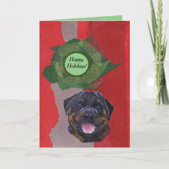 Tarjeta Fiestas felices de Rottweiler (Anverso)