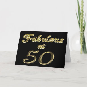Tarjeta Fifty Years Fabulous at 50 Gold Typography Age 50