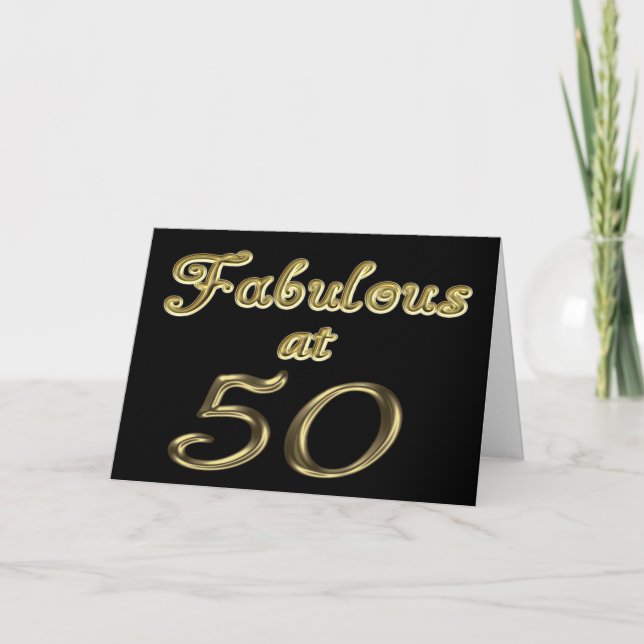 Tarjeta Fifty Years Fabulous at 50 Gold Typography Age 50 (Anverso)