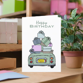 Tarjeta Figaración Green Figaro Car Happy Birday Card