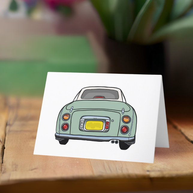 Tarjeta Figaraciones Día de cumpleaños del coche del Figar (A fun green figaro car greeting card perfect for any occasion)