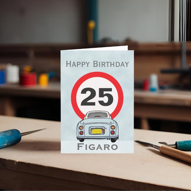 Tarjeta Figarations Pale Aqua Figaro Car Birday Card (Happy birthday to your car! (or send it to your figaro loving friends))