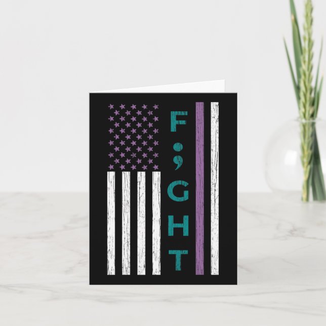 Tarjeta Fight Semicolon Flag Suicide Awareness Mental Heal (Anverso)