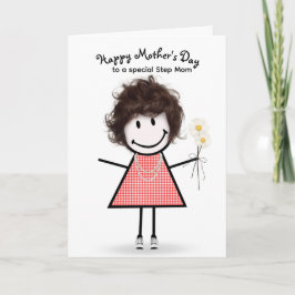 Tarjeta Figura de palo chica Día de la Madre para Madrastr