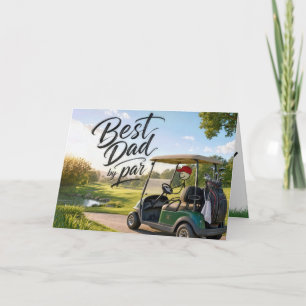 Tarjeta Figura de palo Papá Golfista en un Carrito de Golf