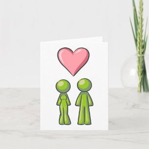 Tarjeta Figura de palo verde Pareja Amor cardíaco rosado