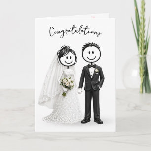 Tarjeta Figuras de palitos de boda sobre blanco