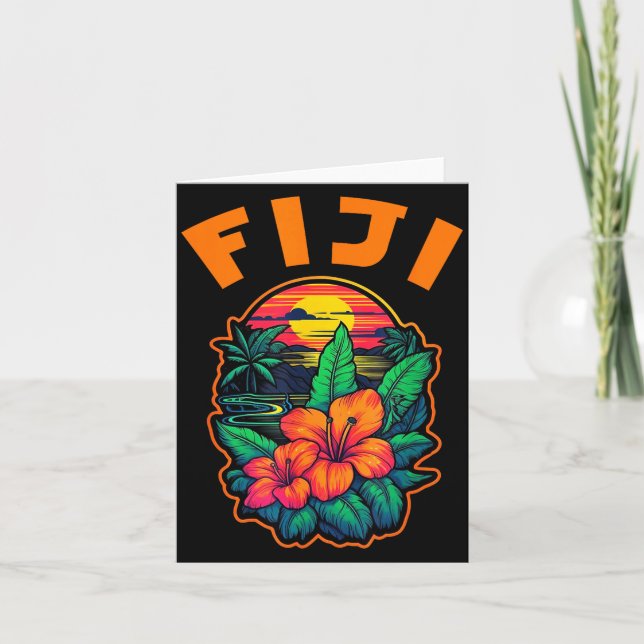 Tarjeta Fiji Islands Pacific Ocean Trocal Flowers Beach Va (Anverso)