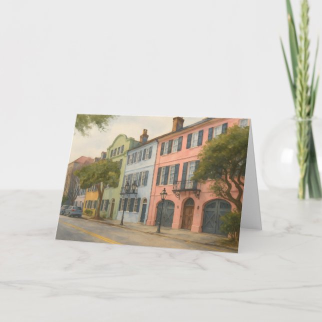 Tarjeta Fila arcoiris de Charleston Watercolor (Anverso)