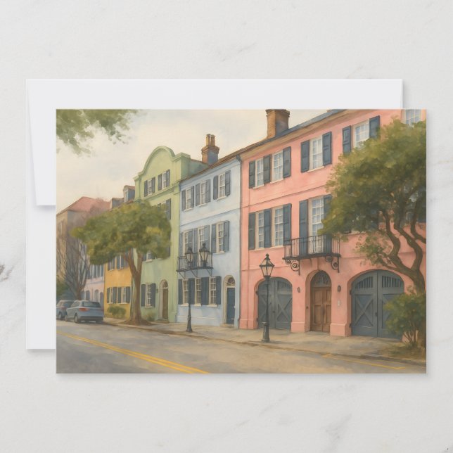 Tarjeta Fila arcoiris de Charleston Watercolor (Anverso)