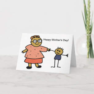 Tarjeta Filas de madres e hijos en el Día de la Madre