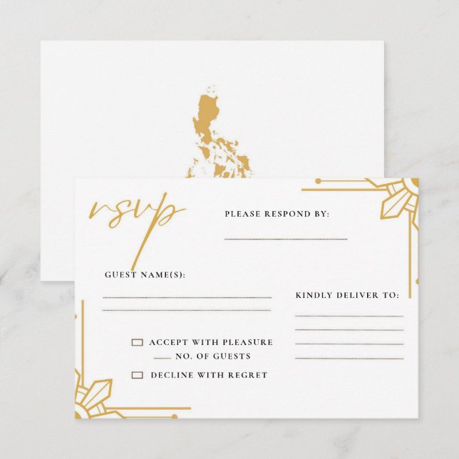 Tarjeta filipina RSVP de Boho Philippines Sun Wedd (Anverso / Reverso)