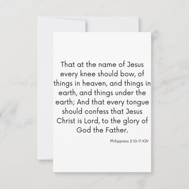 Tarjeta Filipinas 2:10-11 KJV Biblia Scripture Saludo (Anverso)