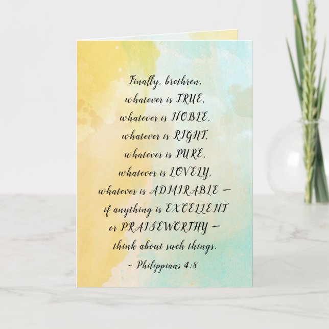 Tarjeta Filipinas 4:8 Lo que sea cierto, (Anverso)