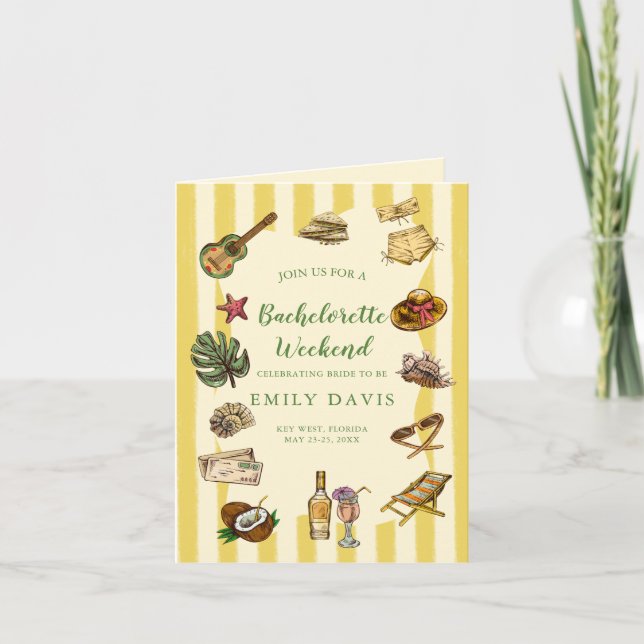 Tarjeta Fin de semana de verano amarillo y verde (Anverso)