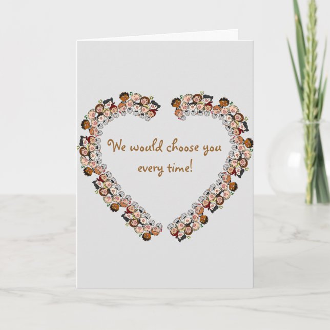 Tarjeta Finalización de la adopción editable del corazón d (Anverso)