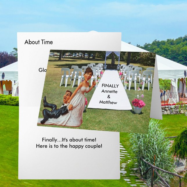 Tarjeta Finalmente Boda Pareja Brown Hair Funny Pareja (Finally Wedding Couple Brown Hair Funny Couple Card)